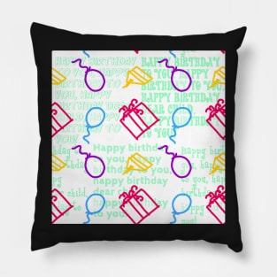 Kid's Birthday Party Cartoon Doodles Pillow