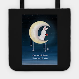 Rabbit with Rose on the Moon Tote
