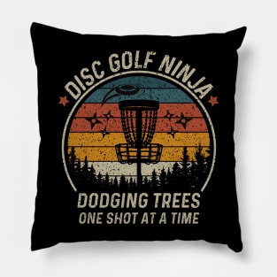 Disc Golf Ninja Dodging Trees One Shot At A Time Pillow