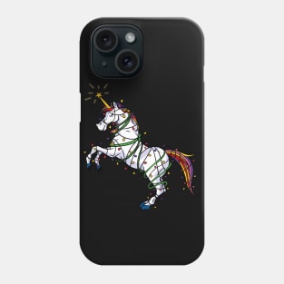 Beautiful Unicorn Wrapped in Lights Christmas Gift Phone Case