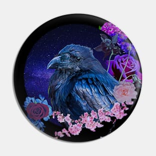 The Raven's Floral Galaxy Pin