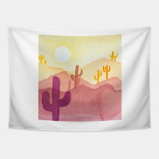 Rosy Desert (Watercolor desert landscape) Tapestry