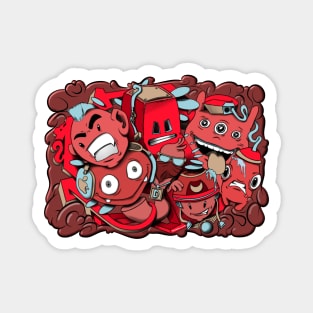 Red and Blue graffiti cartoon characters Magnet