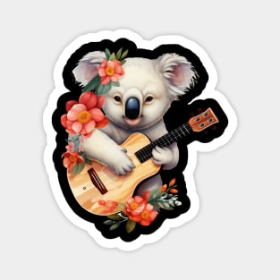 Koala Playing Guitar Floral Aesthetic Magnet