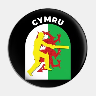 Cymru Cricket Batsman Baner Cymru Pin