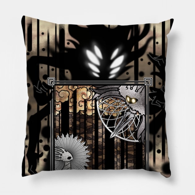 Divinity and void - hollow knight Pillow by Quimser