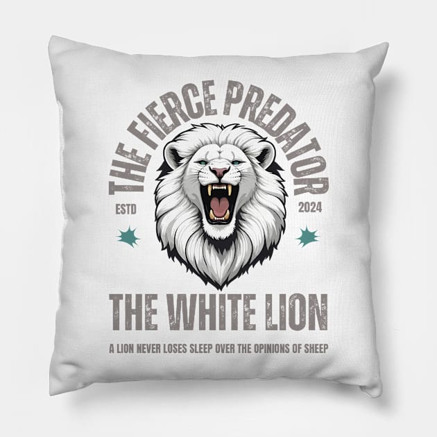 White Lion Pillow by Pearsville