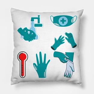 5 stickers of Coronavirus in one pack  colorful version Pillow