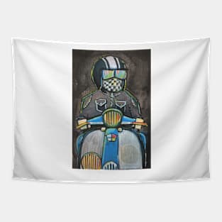 Retro Scooter, Classic Scooter, Scooterist, Scootering, Scooter Rider, Mod Art Tapestry