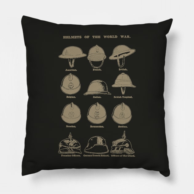 Helmets of the World War 1 Pillow by Distant War