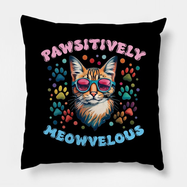 Pawsitively Meowvelous Cat Lovers Pillow by screamingfool