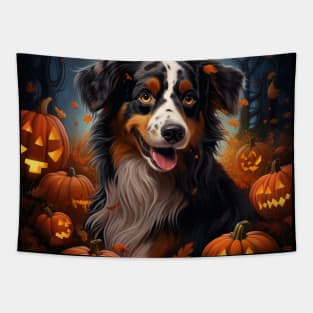 Australian shepherd Halloween Tapestry