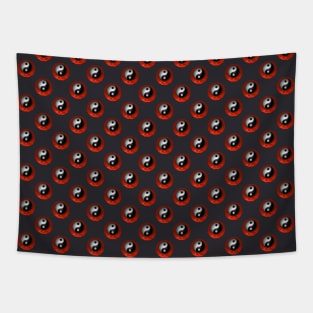 Yin Yang Design - Orange Color Pattern Tapestry