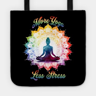 More Yoga Less Stress beautiful mandala lotus position design Tote