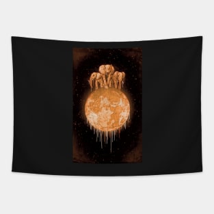 ELEPHANTS ON MOON (VARIANT) HONEY Tapestry