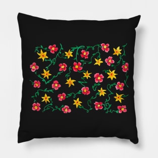 Watercolor Flowers on a Vine Pillow