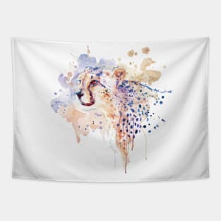 Cheetah Watercolor Portrait Tapestry