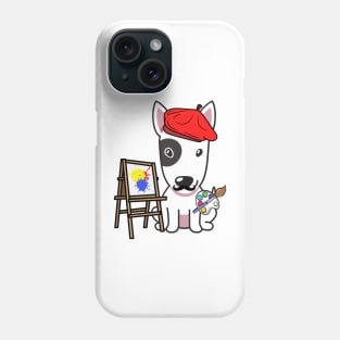 Funny bull terrier is a painter Phone Case