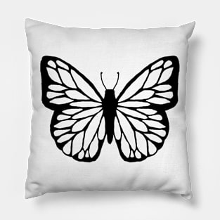 butterfly black and white Pillow