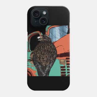 The Hawk and the rusted vintage car Phone Case