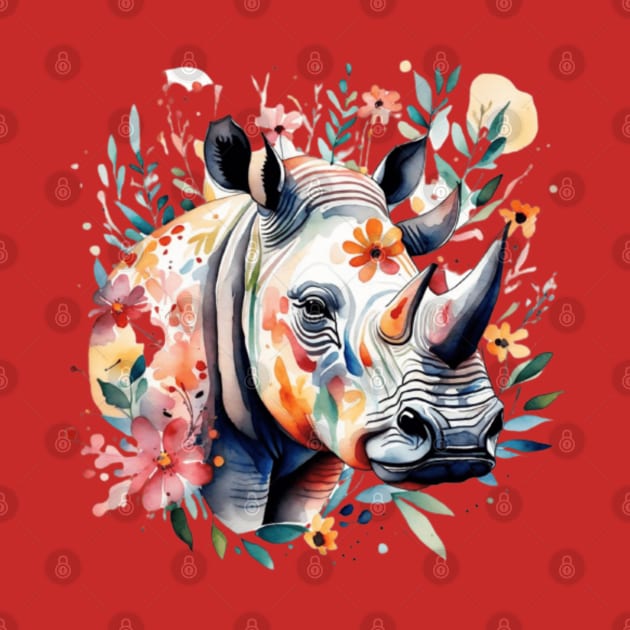 Cute floral rhino by WeLoveAnimals