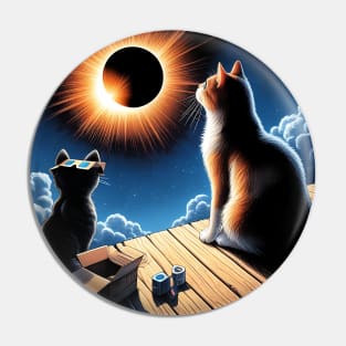 Eclipse Tabby Cat Watching Solar Eclipse, Cat Eclipse Pin