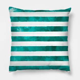 Teal Uneven Stripes Pattern Watercolor Abstract Cute  Girly Pretty Trendy Design Pillow