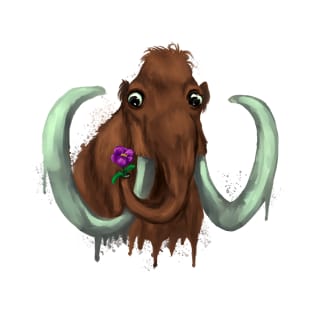 Woolly mammoth with flower T-Shirt