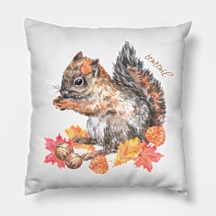 Squirrel in French Watercolor Pillow