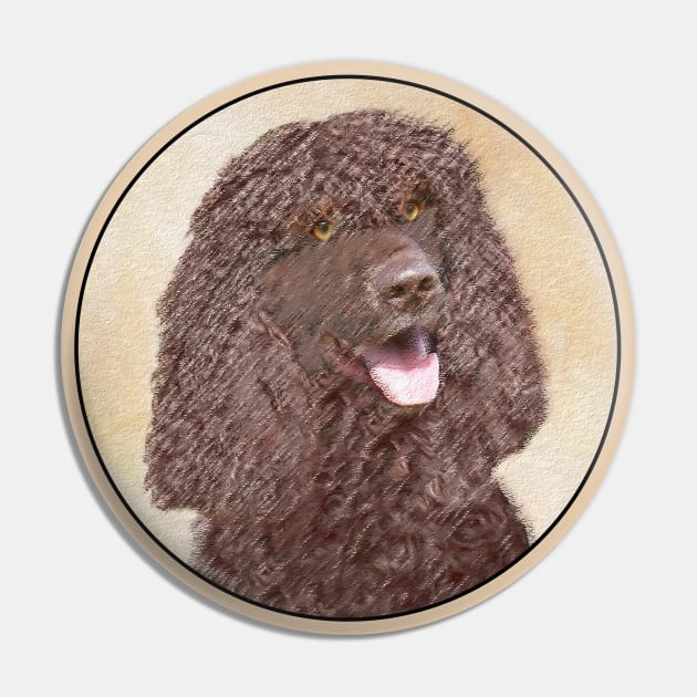 Irish Water Spaniel Painting - Original Dog Art Pin by Alpen Designs