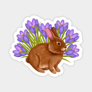 Bunny In The Crocus Flower Field Magnet