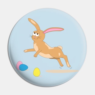 Hoppy Easter Bunny - Brown Rabbit with Decorated Eggs Pin