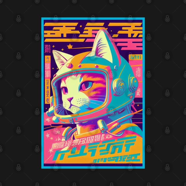 Vintage Anime Space Cat | Quality Retro Anime Origin Design | Chibi Kawaii Manga Art by AlNoah