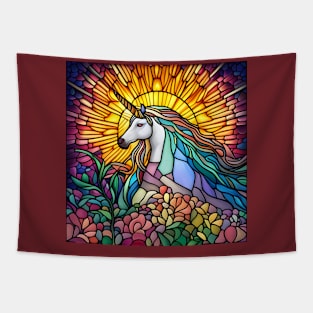 Stained Glass Unicorn Tapestry