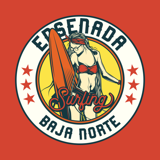 Vintage Surfing Badge for Ensenada, Mexico by SLAG_Creative