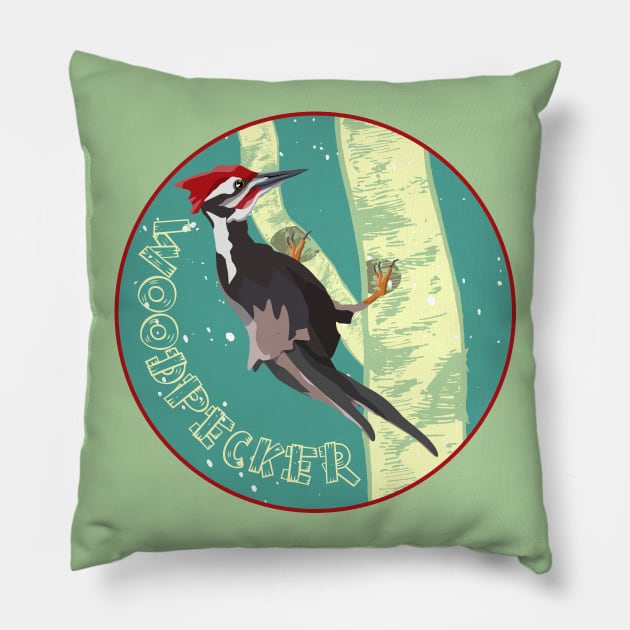 Woodpecker Pillow by mailboxdisco