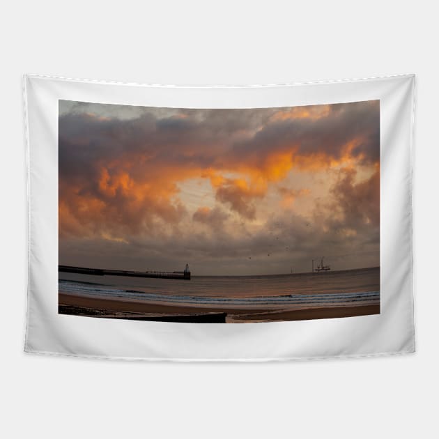 Offshore work just after sunrise Tapestry by Violaman