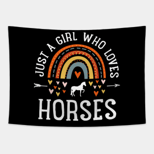 Just A Girl Who Loves Horses Rainbow Tapestry