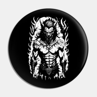 Black White Werewolf Art Drawing Pin