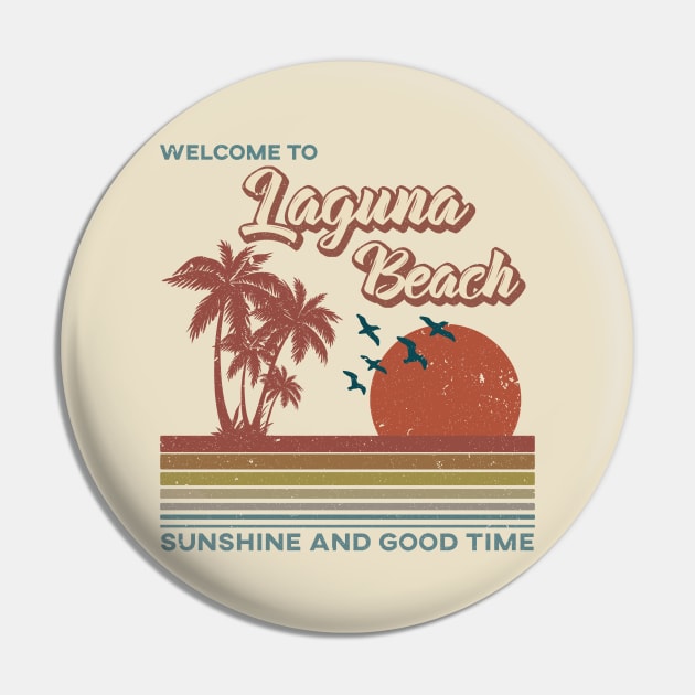 Laguna Beach - Laguna Beach Retro Sunset Pin by Mondolikaview