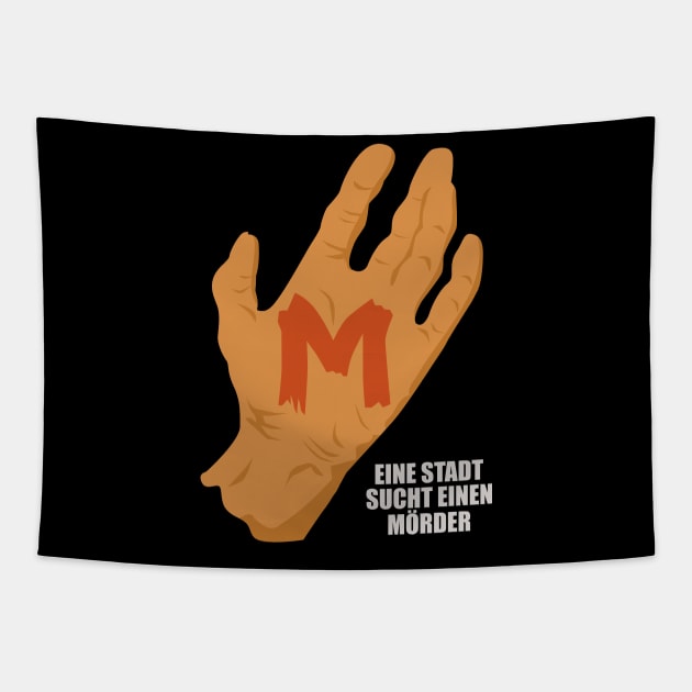 The Mark of M: Tribute to Fritz Lang's Masterpiece - Iconic Hand Design Tapestry by Boogosh