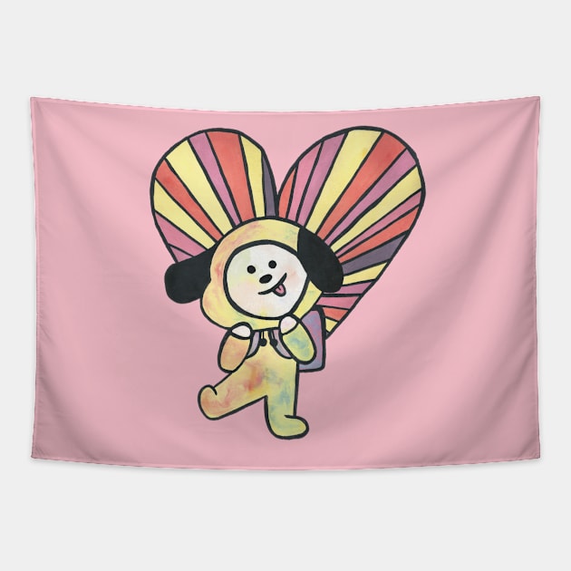 Chimmy With Heart Parachute Inspired Kawaii Street Art Graffiti Tapestry by Maries Papier Bleu