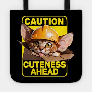 Devon Rex Cat Wearing Hardhat Tote