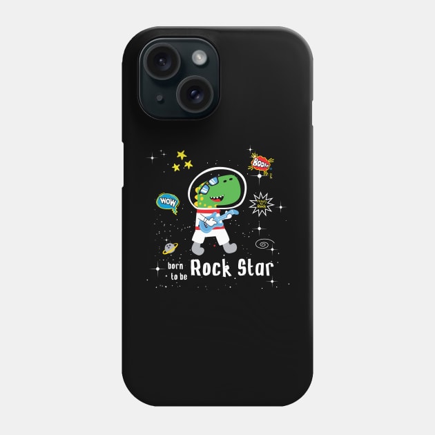 dino rock star astronaut Phone Case by Mako Design 