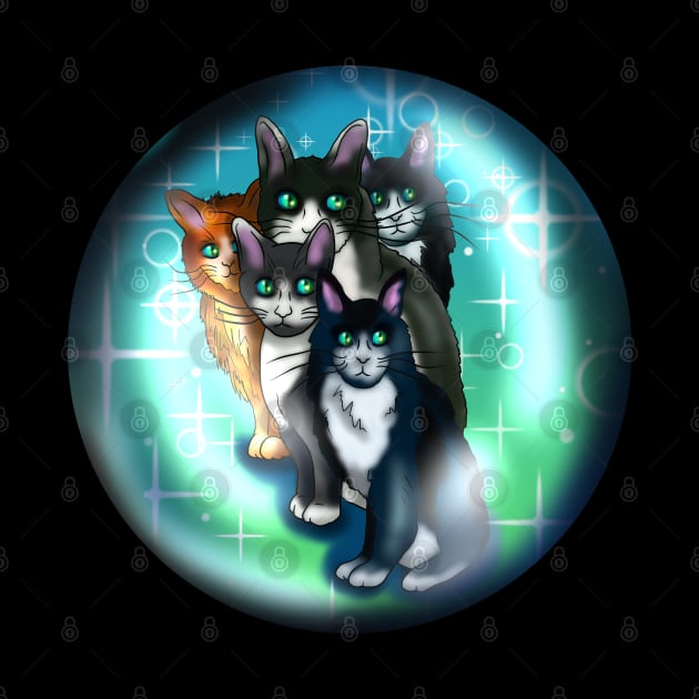 Black and white cats in a crystal ball by cuisinecat