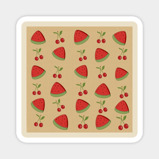 Watermelon and cherry patten Magnet by AnabellaCor94