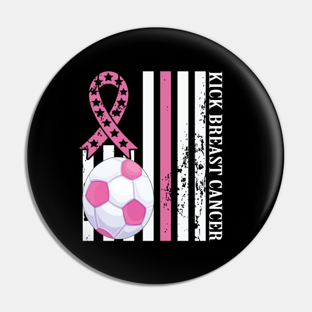 Kick Breast Cancer Awareness Soccer Pink Ribbon Pin by DODG99