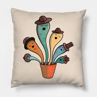 Singing Cacti Illustration Pillow