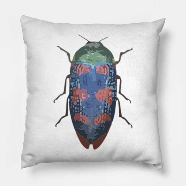 Jewel Beetle Digital Painting Pillow by gktb