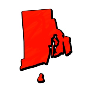 Bright Red Rhode Island Outline T-Shirt